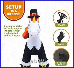 Holidayana Turkey Riding Unicorn Thanksgiving Collection Inflatable Yard Decor