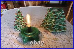 Holland (C) Mold Vtg Ceramic Lighted & Musical Christmas Frosted Snow Tips 22