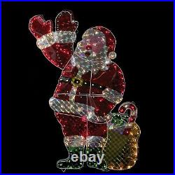 Holographic LED Holiday Wave Santa Claus Outdoor Christmas Yard Lawn Decoration