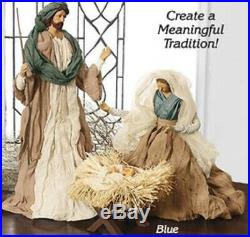 Holy Family Nativity Set LARGE Handcrafted Artisan Look Christmas Resin taffeta