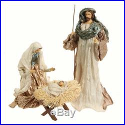 Holy Family Nativity Set LARGE Handcrafted Artisan Look Christmas Resin taffeta