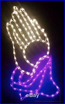 Holy Praying Hands Christmas Outdoor LED Lighted Decoration Steel Wireframe