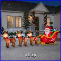 Home Accents 14ft Giant Sz LED Santa In Sleigh Scene Airblown Inflatable NIB