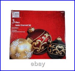 Home Accents 3PC Christmas Jumbo Ornament Set Holiday Yard / Home Decoration