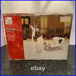 Home Accents 5 Foot Motion Reindeer With Sleigh Warm White Lights Indoor Outdoor