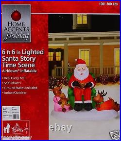 Home Accents 6 ft 6 in Lighted Santa Story Time Scene Airblown Inflatable NIB