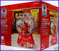 Home Accents 6 ft Animated Lighted Santa and Reindeer Snow Globe Inflatable