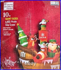 Home Accents Holiday 10ft LED Pirate Ship Shivering Timbers Christmas Inflatable