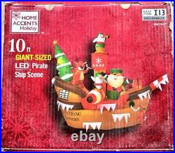 Home Accents Holiday 10ft LED Pirate Ship Shivering Timbers Christmas Inflatable