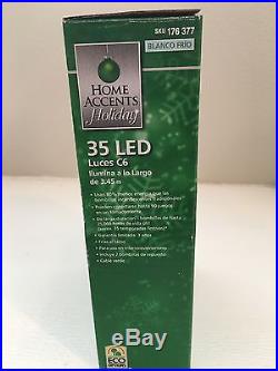Home Accents Holiday 35 LED C6 Christmas Lights 11 Ft. 4 White #176 377 NEW