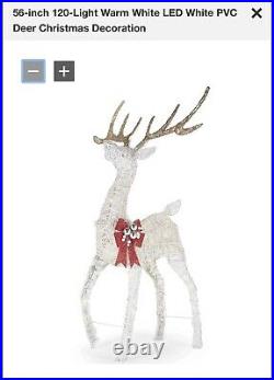 Home Accents Holiday 56-inch 120-Light Warm White LED White PVC Deer Christmas D