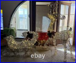 Home Accents Holiday 5ft Motion LED Reindeer w Sleigh In Box Tested Excellent