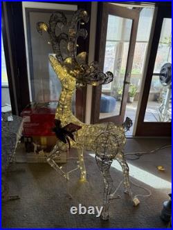 Home Accents Holiday 5ft Motion LED Reindeer w Sleigh In Box Tested Excellent