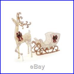Home Accents Holiday 60 in. 160-Light PVC Deer and 44 in. 120-Light Sleigh
