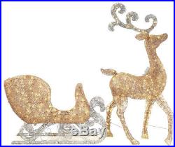 Home Accents Holiday 65 in. LED Lighted Gold Reindeer and 46 in. LED Lighted