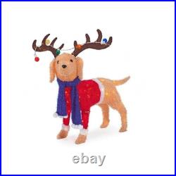 Home Accents Holiday Christmas LED Tinsel Golden Retriever Yard Sculpture 3 FT