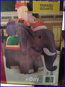 Home Accents Holiday Outdoor Decor Lighted Santa Elephant Christmas Inflatable