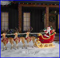 Home Depot 9 ft Giant-Sized LED Santa’s Sleigh with Reindeer Holiday NEW IN-HAND