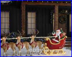 Home Depot 9 ft Giant-Sized LED Santa’s Sleigh with Reindeer Holiday NEW IN-HAND