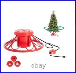Home Heritage 1-1.75 Artificial Christmas Tree Base Rotating Metal Stand, Red