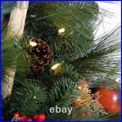 Home Heritage 32 Inch Christmas LED Pre-Lit Potted Shrub for Indoor or Outdoor