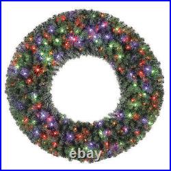 Home Heritage 48 Inch Prelit Holiday Christmas Wreath with 200 Color LED Lights