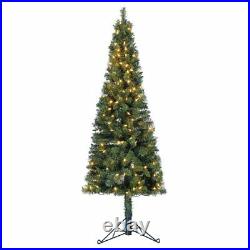 Home Heritage 5 Foot Pre-Lit Slim Artificial Corner Christmas Tree with Stand