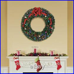 Home Heritage 60 Inch 1180 Tip Holiday Christmas Wreath with 300 Color LED Lights