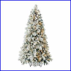 Home Heritage 6.5 Foot Snowdrift Flocked Pine Prelit Christmas Tree with Berries