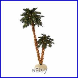 Home Heritage 6 Foot Double Pre Lit Palm Trees with 255 Incandescent Lights