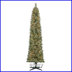 Home Heritage 7' Artificial Pencil Pine Slim Christmas Tree with Lights (Open Box)