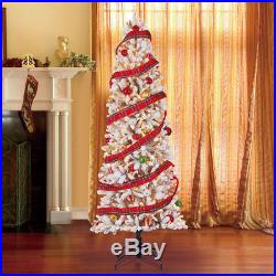Home Heritage 7 Foot Frosted Alpine Quick Set Flocked Christmas Tree with Lights