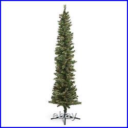 Home Heritage 7′ Pencil Pine Prelit Artificial Christmas Tree 350 Color Lights