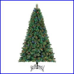 Home Heritage 9' Artificial Cascade Pine Christmas Tree w Color Changing Lights