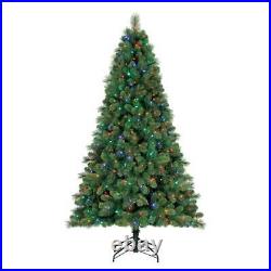 Home Heritage 9 Ft Artificial Cascade Pine Christmas Tree Prelit Changing Lights