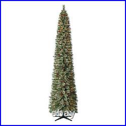 Home Heritage 9 Ft Pre-Lit Stanley Pencil Christmas Tree with Stand (Open Box)