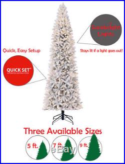 Home Heritage Anson Flocked 5 ft. 9 ft. Quick Set Pre Lit Christmas Tree