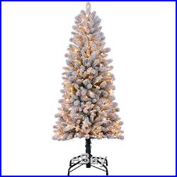 Home Heritage Anson Flocked 5 ft. 9 ft. Quick Set Pre Lit Christmas Tree
