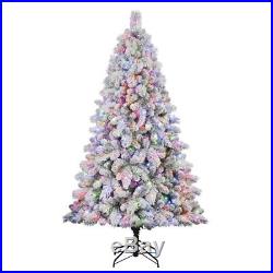 Home Heritage Cascade 7' Pine White Flocked Artificial Christmas Pre-Lit Tree