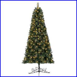 Home Heritage Cashmere 7 Foot Artificial Christmas Half Tree with LED Lights