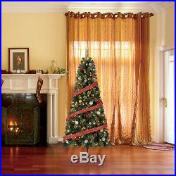 Home Heritage Cashmere 7 Foot Artificial Christmas Half Tree with LED Lights