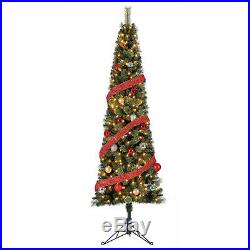 Home Heritage Cashmere 7 Foot Artificial Corner Christmas Tree with LED Lights