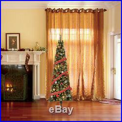 Home Heritage Cashmere 7 Foot Artificial Corner Christmas Tree with LED Lights