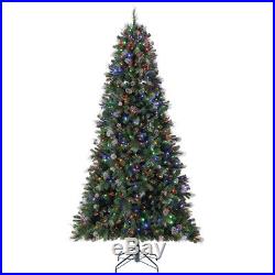 Home Heritage Lincoln 6.5 Ft 400 LED Bulb Christmas Tree with Pine Cones & Glitter