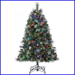 Home Heritage Lincoln 7.5 Ft 600 LED Bulb Christmas Tree with Pine Cones & Glitter