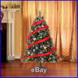 Home Heritage Lincoln 7.5 Ft 600 LED Bulb Christmas Tree with Pine Cones & Glitter