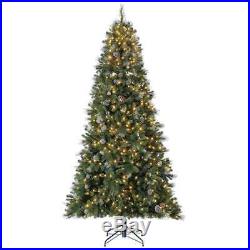Home Heritage Lincoln 9′ Christmas Tree with Pine Cones & Glitter (Open Box)