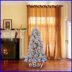 Home Heritage Snowdrift Spruce 6.5 Foot Flocked Christmas Tree with White Lights