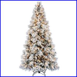 Home Heritage Snowdrift Spruce 7.5 Ft Flocked Tree with White Lights (For Parts)
