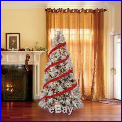 Home Heritage Snowdrift Spruce 7.5 Ft Flocked Tree with White Lights (For Parts)